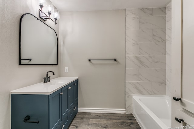 bathroom featuring wood-type flooring and vanity