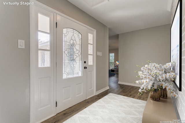 4103 Midvale Dr, San Antonio, TX 78229 - foyer entrance featuring dark wood-style floors and baseboards