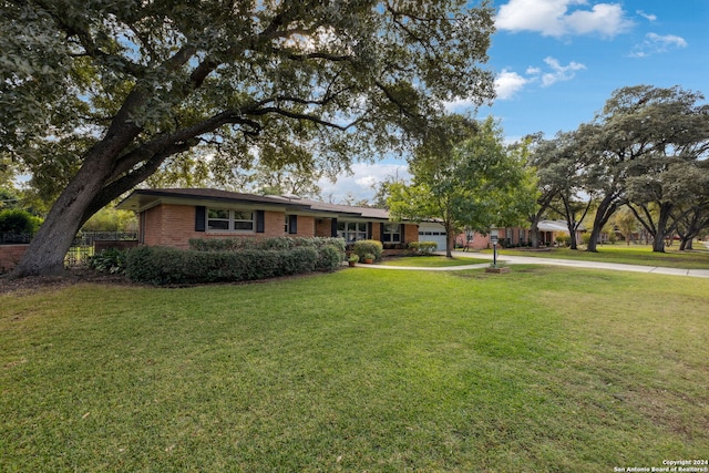 ranch-style house featuring a front yard