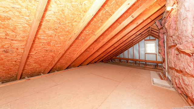 view of unfinished attic