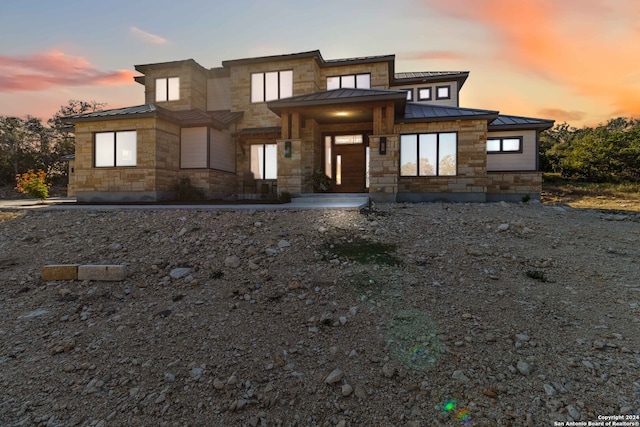 view of prairie-style house