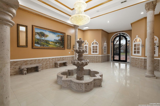2301 Tanglewood, Weslaco, TX 78596 - community lobby featuring wainscoting, ornamental molding, and recessed lighting