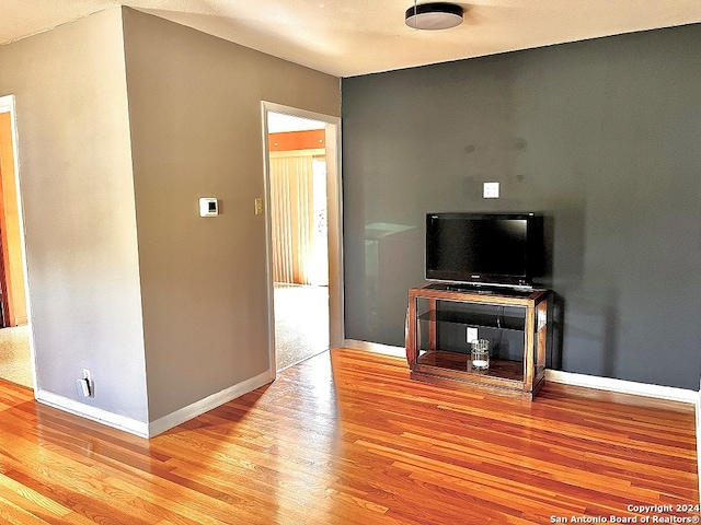 unfurnished living room featuring light wood-type flooring