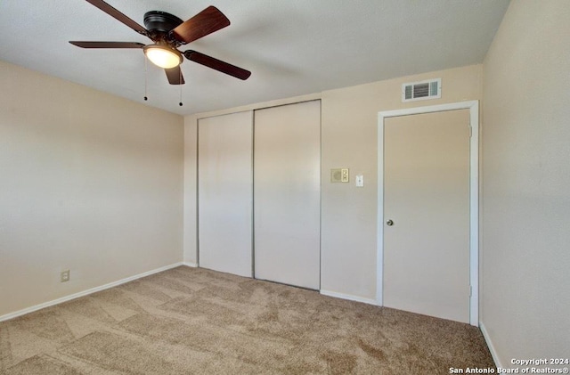 6810 Crown Rdg, San Antonio, TX 78239 - unfurnished bedroom with carpet flooring, a closet, ceiling fan, and baseboards