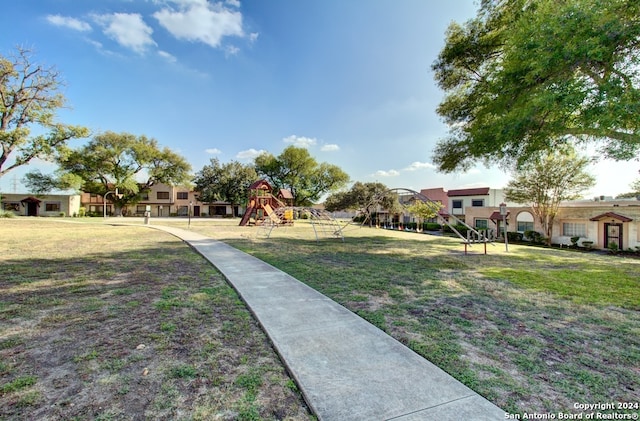 view of yard featuring a playground