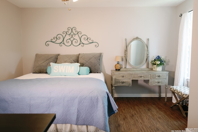 bedroom featuring dark hardwood / wood-style floors