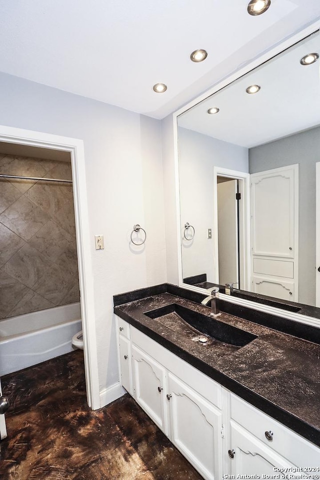 7227 Trace Buckle, San Antonio, TX 78240 - full bath with vanity, recessed lighting, baseboards, toilet, and shower / washtub combination