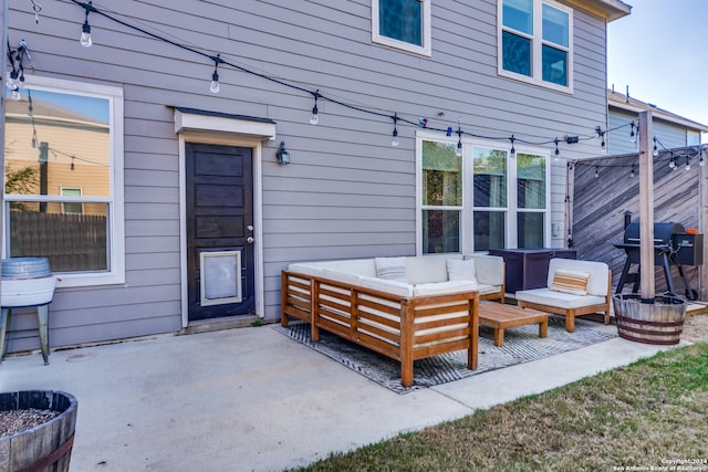 view of patio featuring grilling area and an outdoor living space