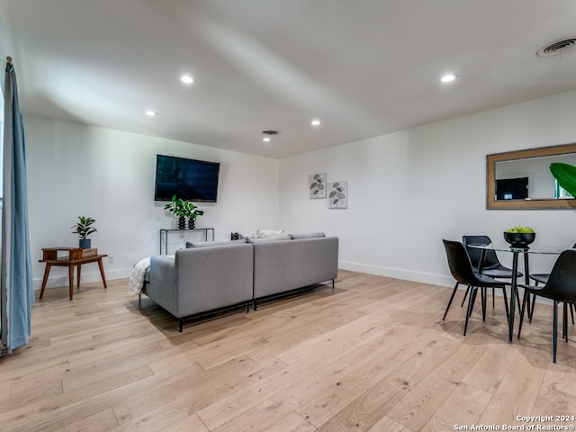 living room featuring light hardwood / wood-style floors