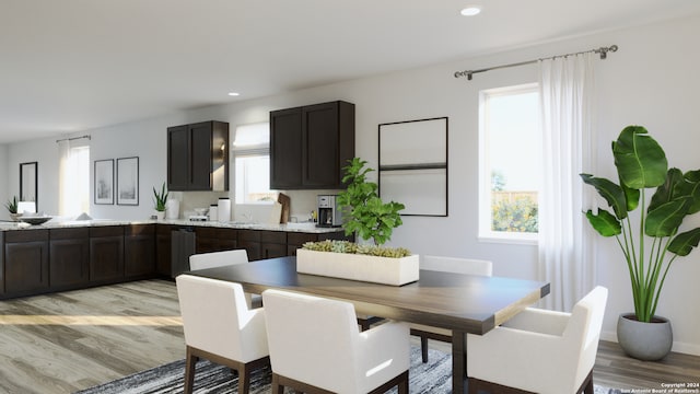 dining area featuring light hardwood / wood-style flooring