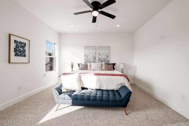 bedroom with carpet and ceiling fan