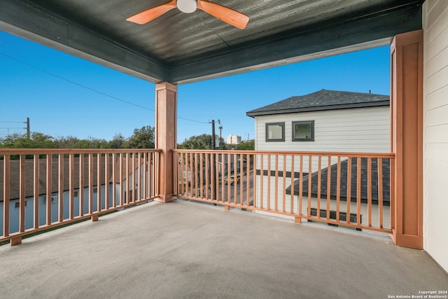 view of patio with ceiling fan