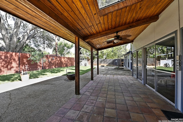 view of patio / terrace featuring ceiling fan