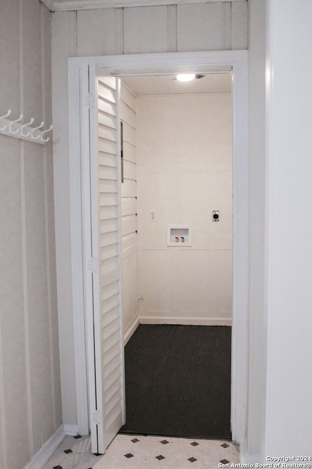 washroom featuring hookup for a washing machine and hookup for an electric dryer