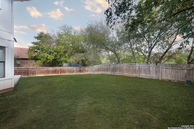 view of yard at dusk