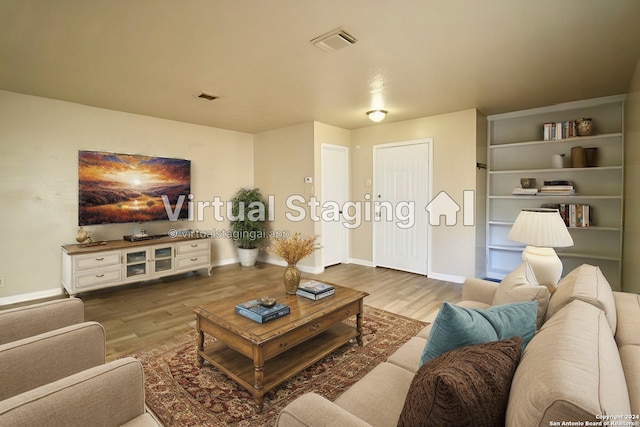 living room with hardwood / wood-style floors