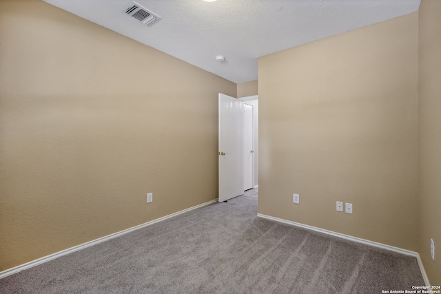 empty room featuring light carpet and a textured ceiling