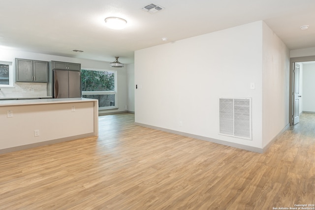 unfurnished living room featuring light hardwood / wood-style floors