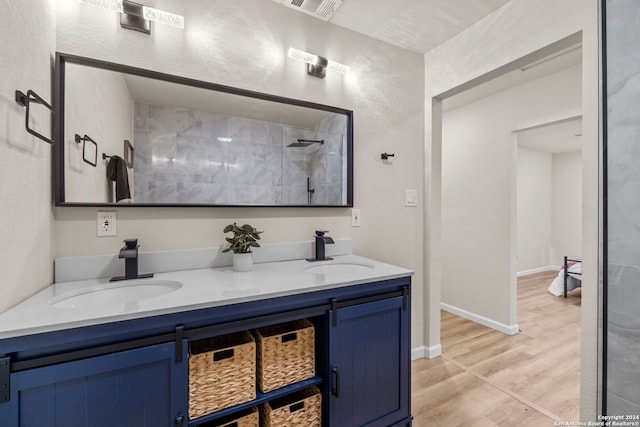 bathroom with vanity and wood-type flooring