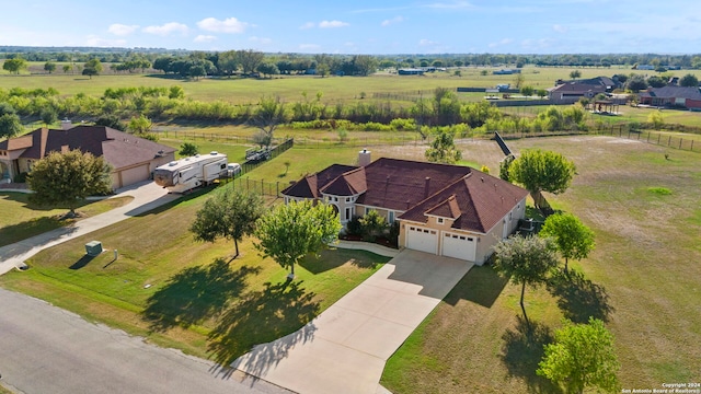 aerial view featuring a rural view