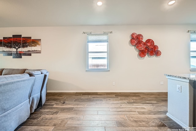 living room with hardwood / wood-style flooring