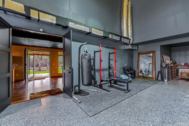 exercise room featuring hardwood / wood-style flooring