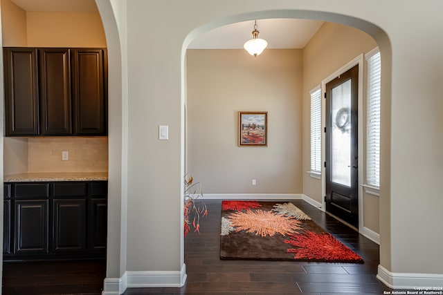 entrance foyer with dark hardwood / wood-style flooring