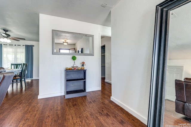 interior space featuring a textured ceiling, dark hardwood / wood-style flooring, and plenty of natural light