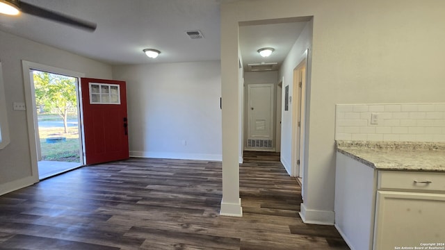 foyer entrance featuring dark wood-type flooring