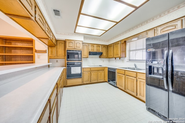 kitchen with black appliances and sink