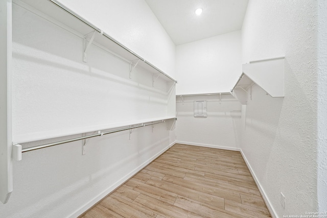 spacious closet featuring light hardwood / wood-style floors