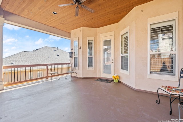 view of patio / terrace featuring ceiling fan