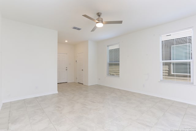 3254 Old Almonte Dr, San Antonio, TX 78224 - spare room featuring ceiling fan, baseboards, recessed lighting, and light floors