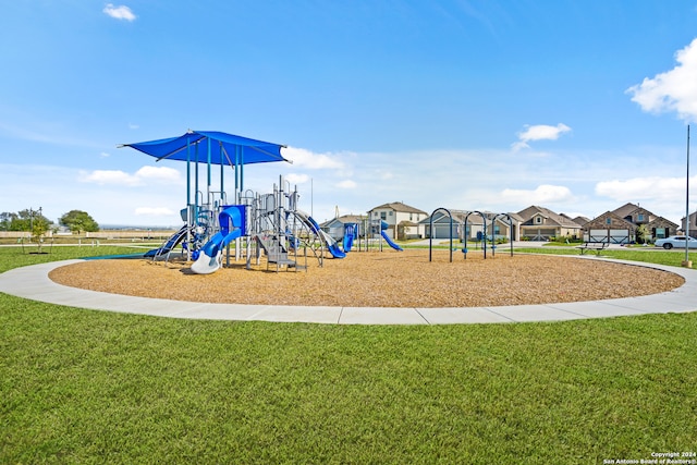 view of play area with a lawn