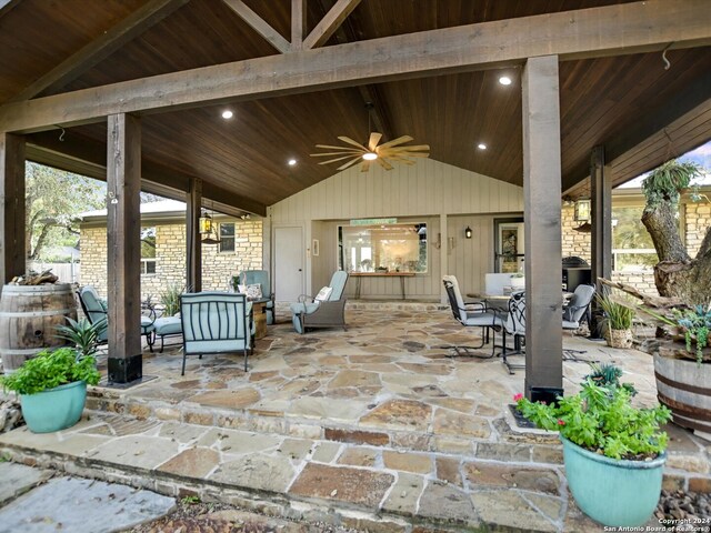 view of patio / terrace with an outdoor hangout area and ceiling fan