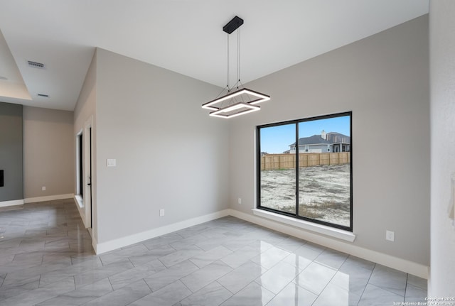 view of unfurnished dining area