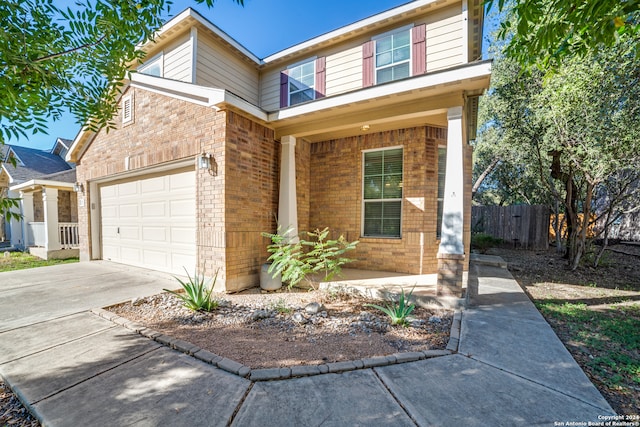 view of front of house with a garage