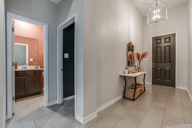 12303 Tower Frst, San Antonio, TX 78253 - entryway with a chandelier and light tile patterned floors