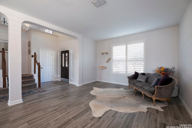 living area featuring dark hardwood / wood-style floors