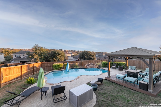 view of pool with a gazebo