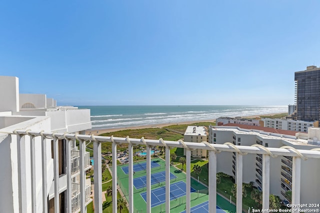 view of water feature featuring a view of the beach