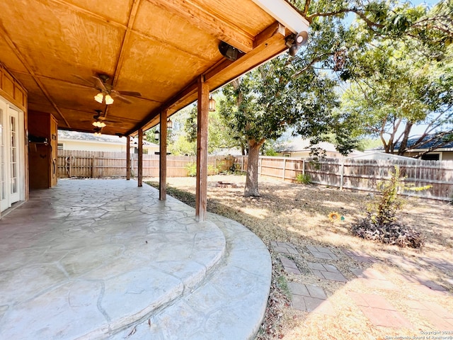 view of patio with ceiling fan