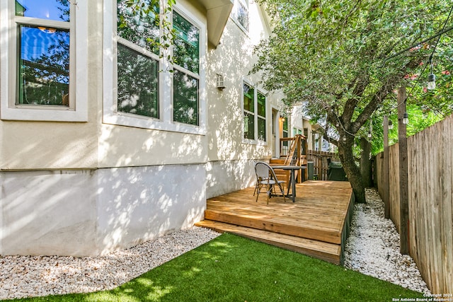 exterior space featuring a wooden deck