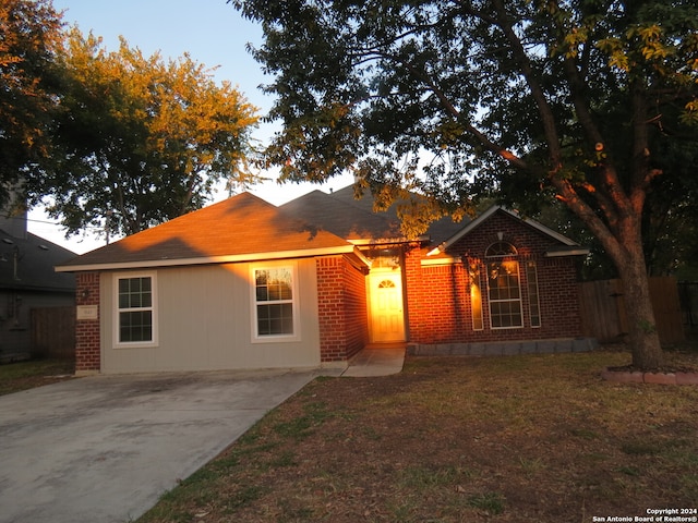 view of single story home