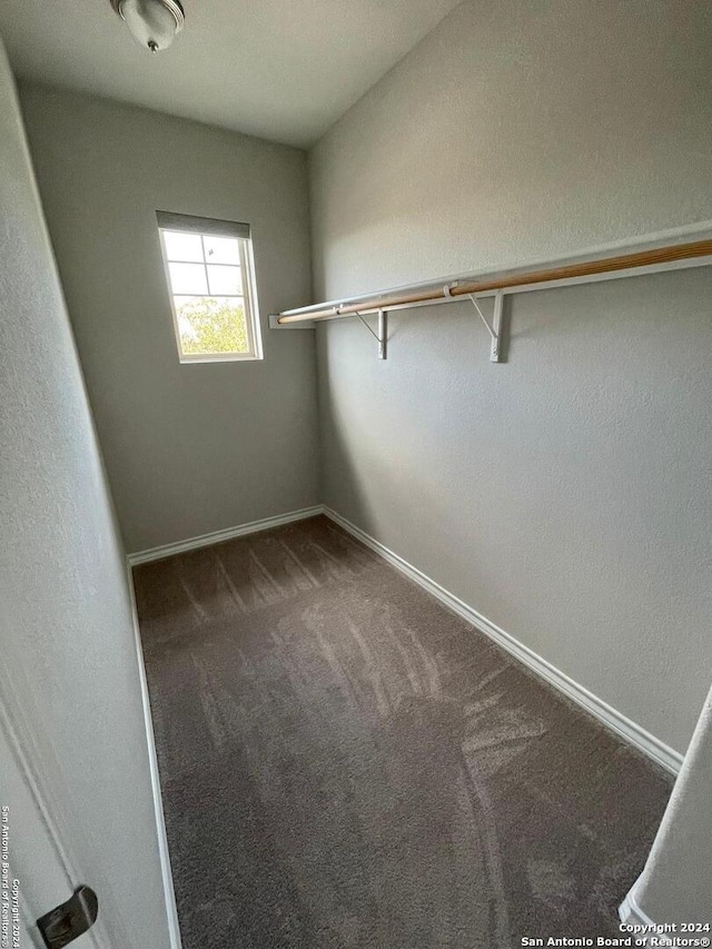 spacious closet with dark carpet