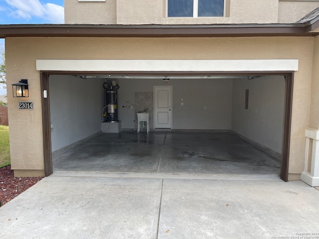 garage with secured water heater