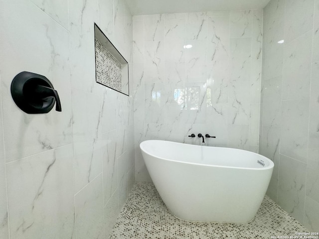 728 Rittiman, Terrell Hills, TX 78209 - full bath featuring tile walls and a freestanding bath