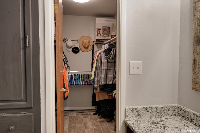 spacious closet with light hardwood / wood-style floors