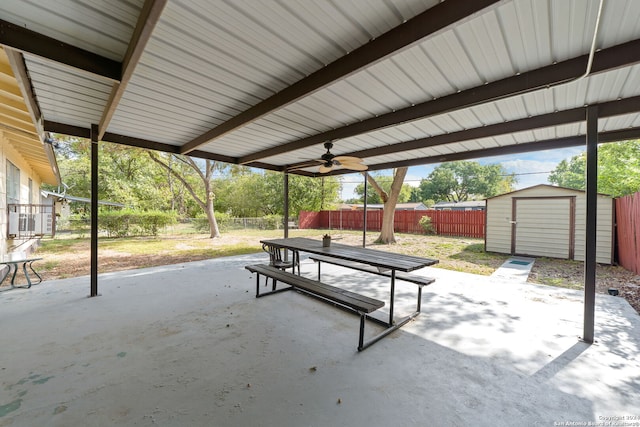 view of patio / terrace with ceiling fan