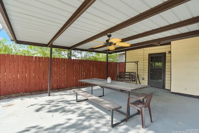 view of patio / terrace with ceiling fan